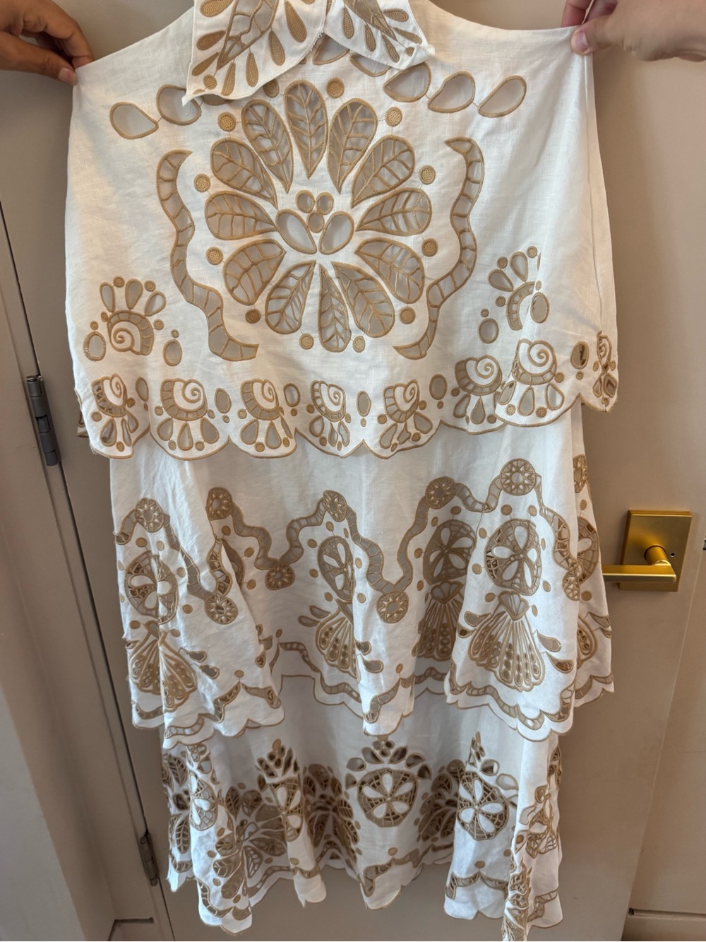 Farm Rio Off-White Flower Richelieu Midi Dress - Picture 11 of 16